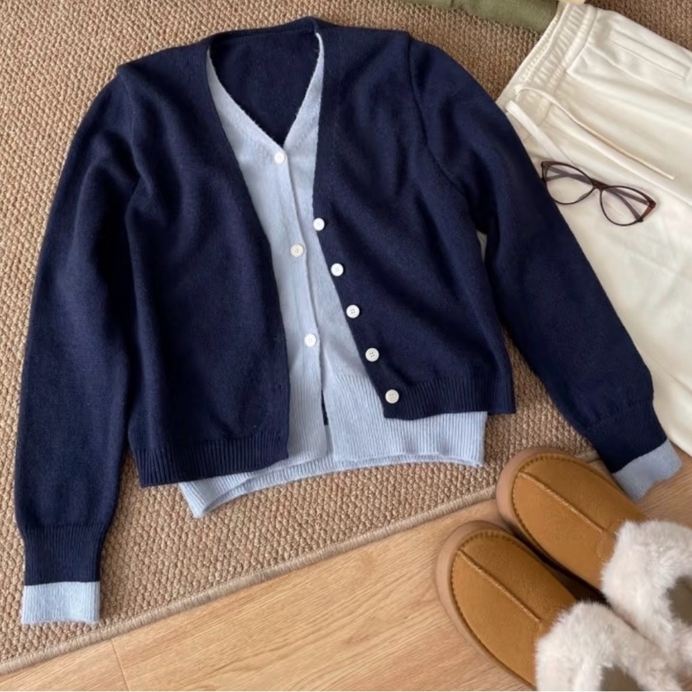 Navy Blue Women's Cardigan Sweater